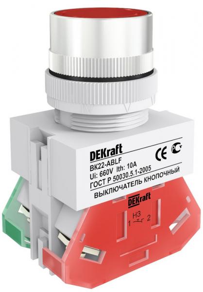 Выключатель кнопочный ABLF ?22 мм цвет красный 220В ВK-22 DEKraft 25014DEK